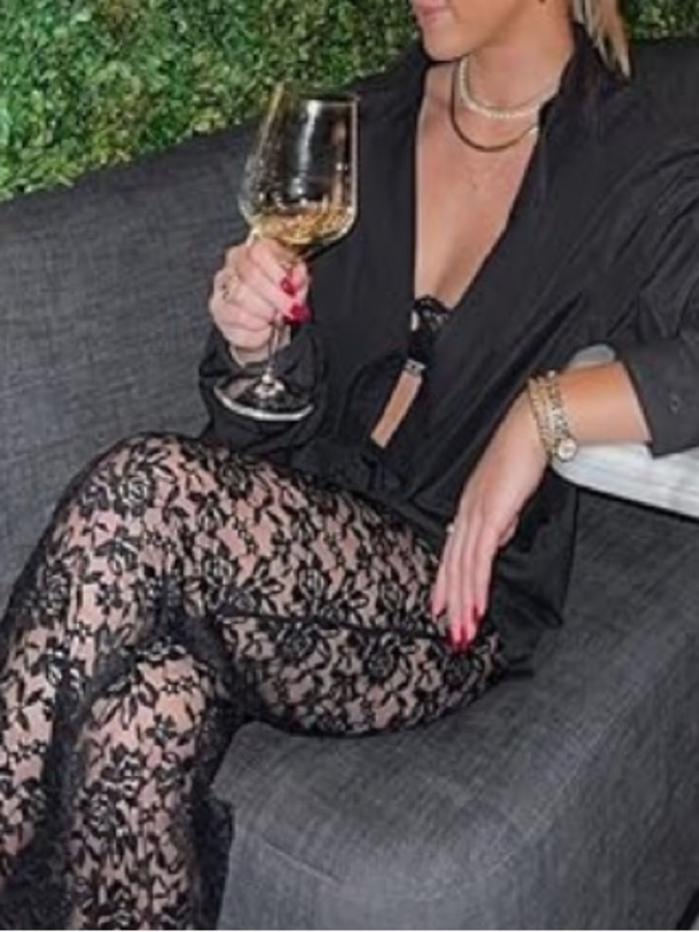 Black Lace Wide-Leg Pants